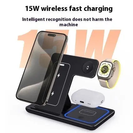 15W 3-in-1 Foldable Wireless Charging Stand for iPhone, Apple Watch & AirPods